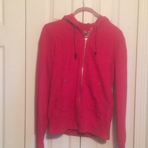 Adorable red with black rose appliqué hoodie